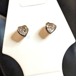 Swarovski‎ Crystal Elements Silver Tone Heart Earrings